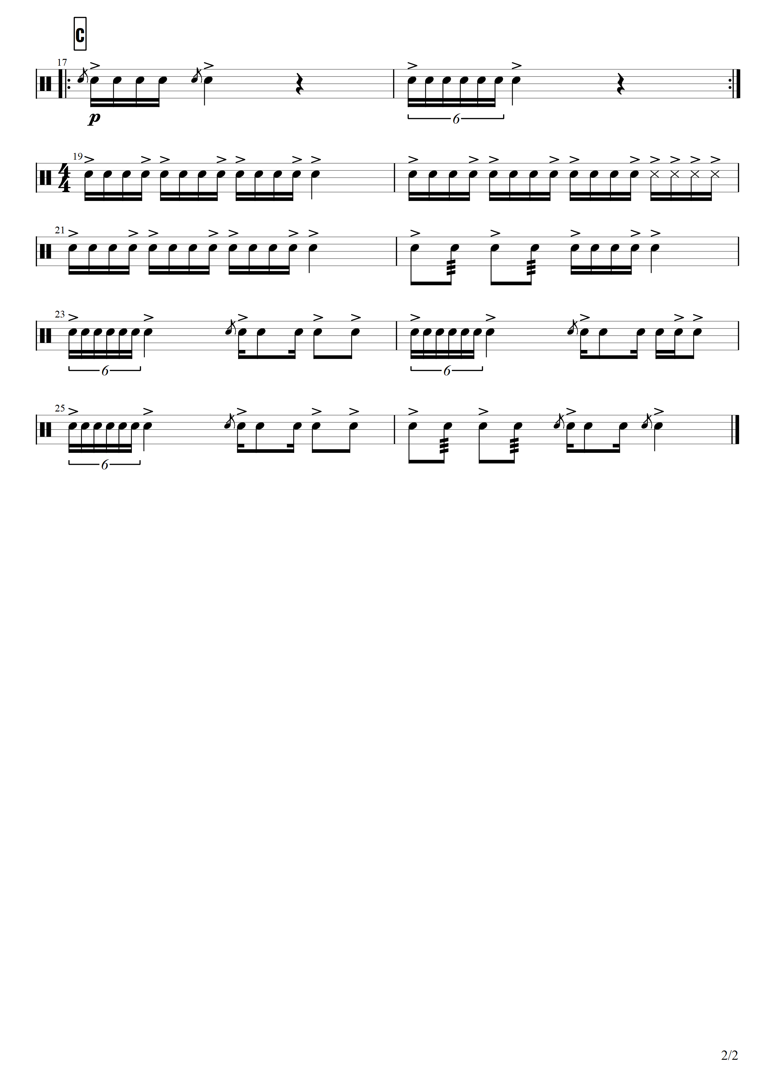 Unsainted Drum Sheet : Sheet Music For Percussion With 1 Instrument