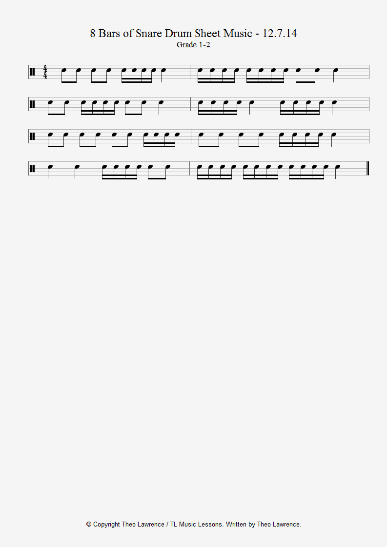 Grade 1-2 Snare Drum Sheet Music – Practice Piece