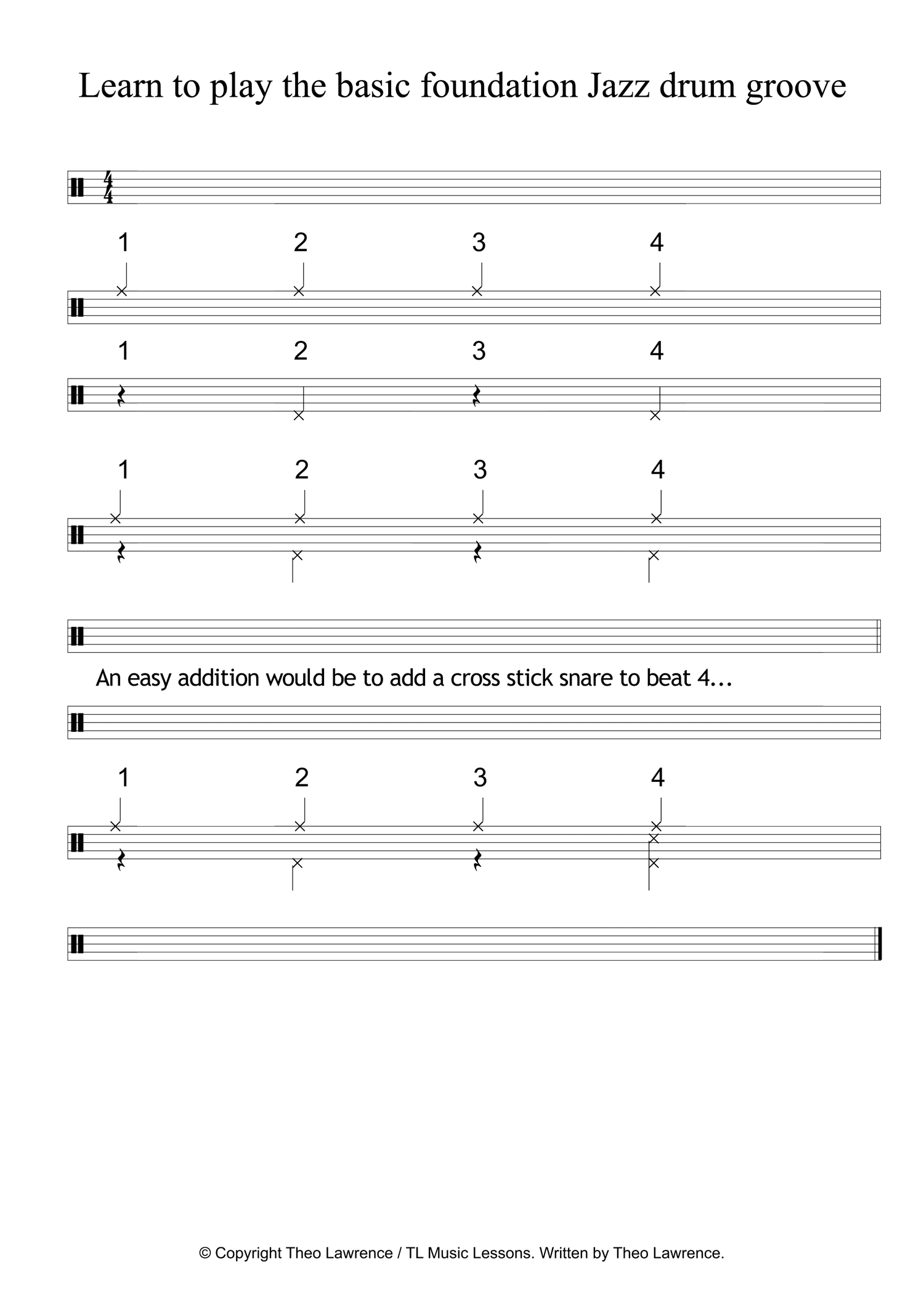 Learn to play the basic foundation jazz drum groove learn drums for free