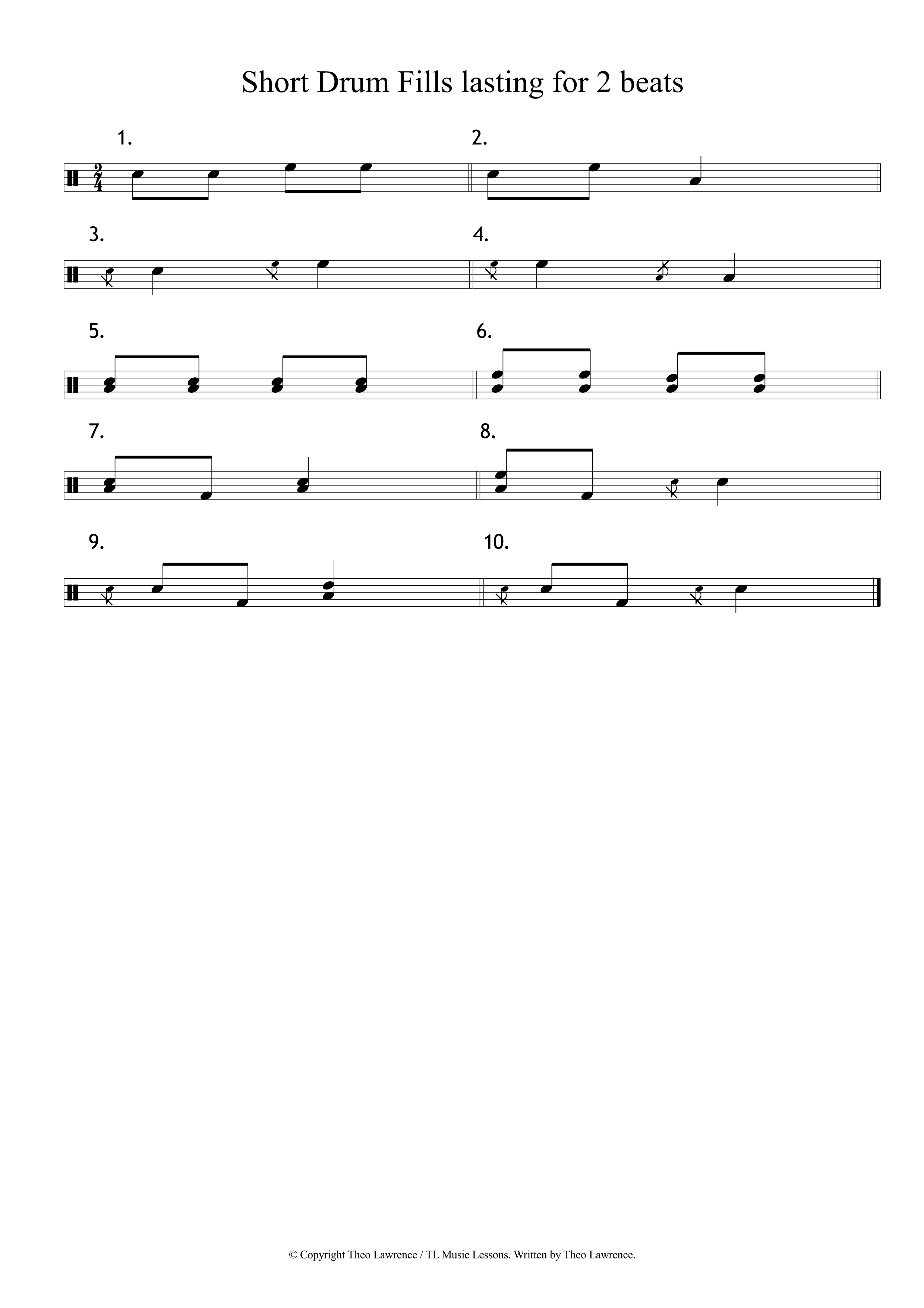 10 Short Drum Fills Lasting 2 Beats Each