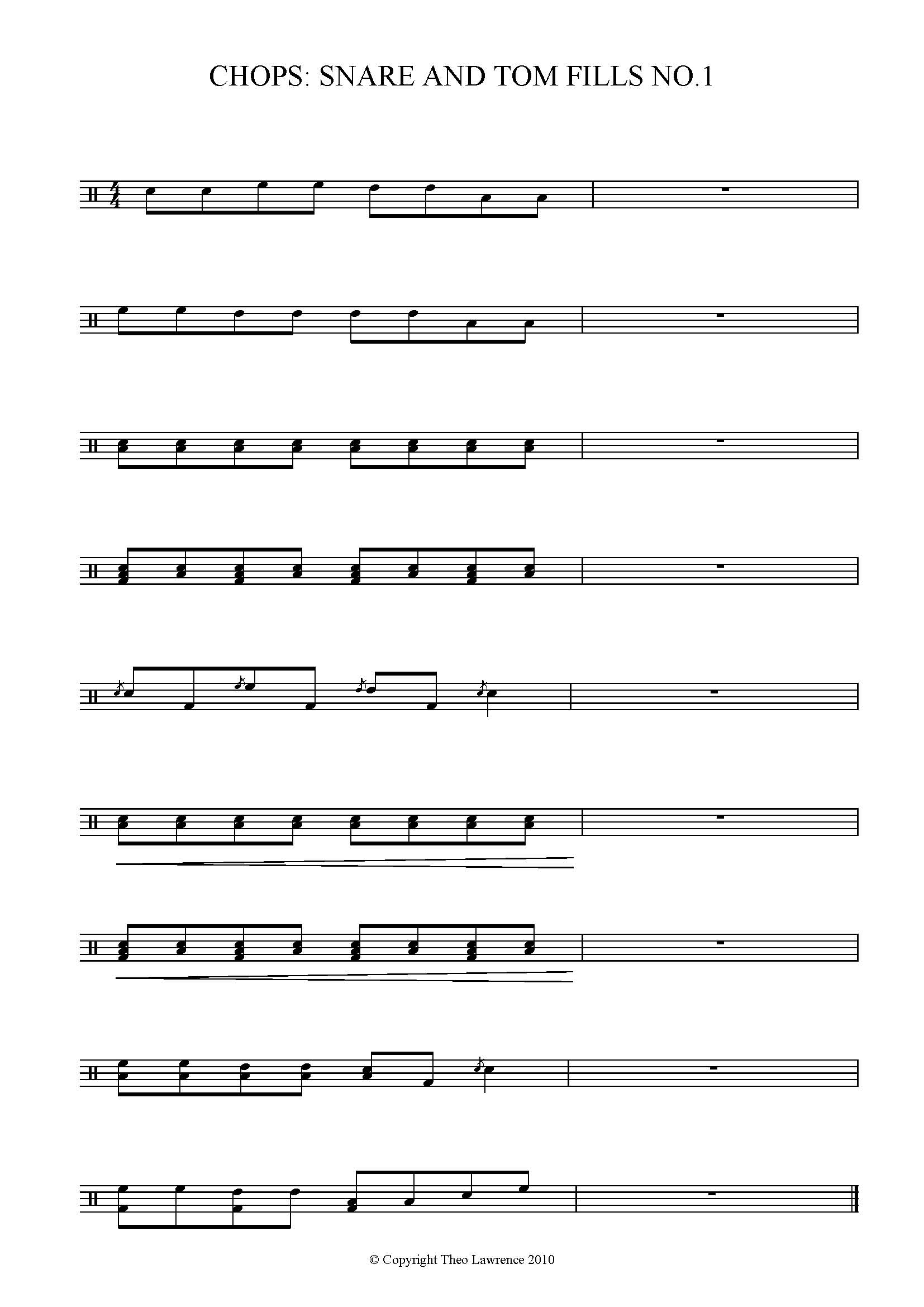 9 Drum Fills Lasting 1 Bar Each – Grade 1