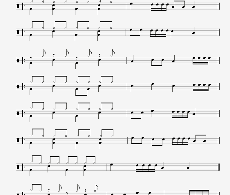10 drum beats with 1 bar drum fills using quarter 8ths and 16th notes learn drums for free
