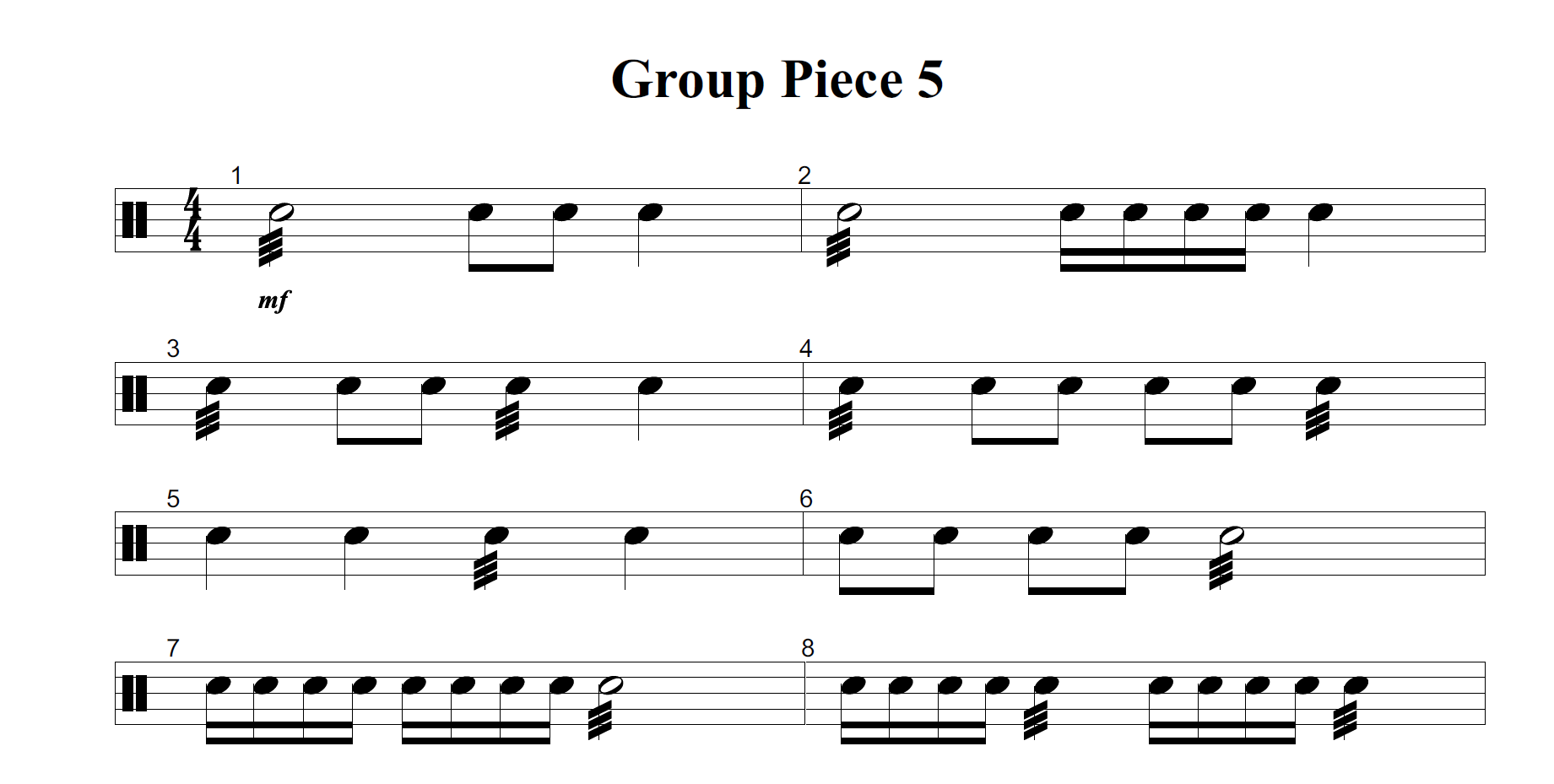 Group snare drum piece with 3 difficulty levels (Piece 5, Book 1)