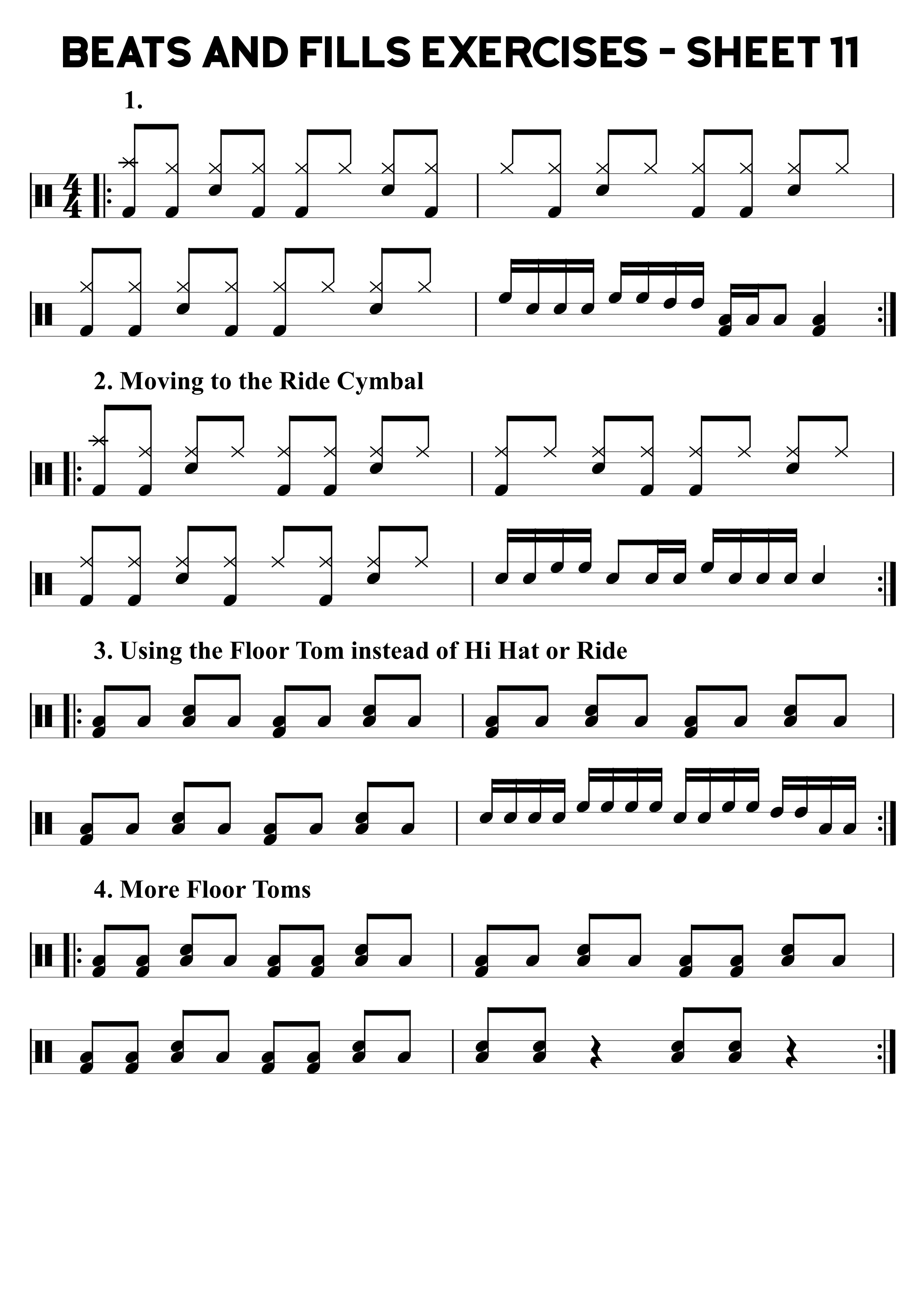 Beats and Fills Exercises – Sheet 11