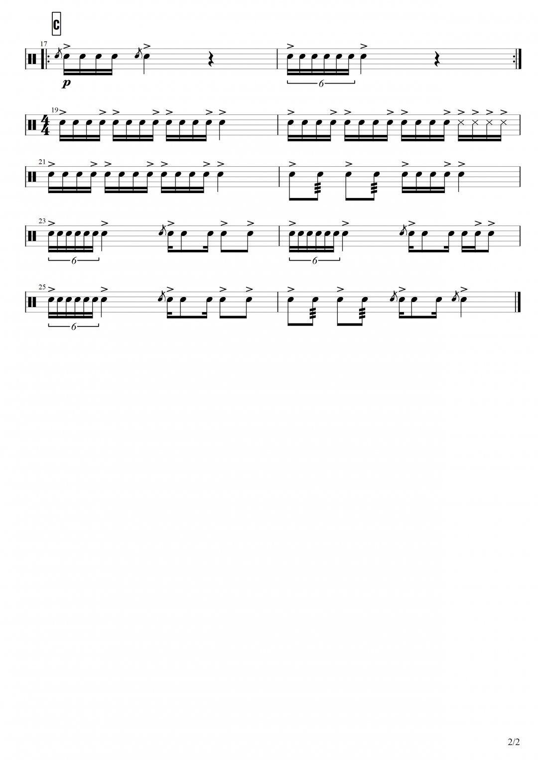 snare drum sheet music – Learn Drums For Free