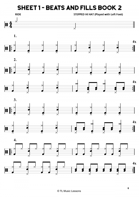 Sheet 1 – Inside the book: 40 Beats and Fills Exercises Book 2 | Learn ...