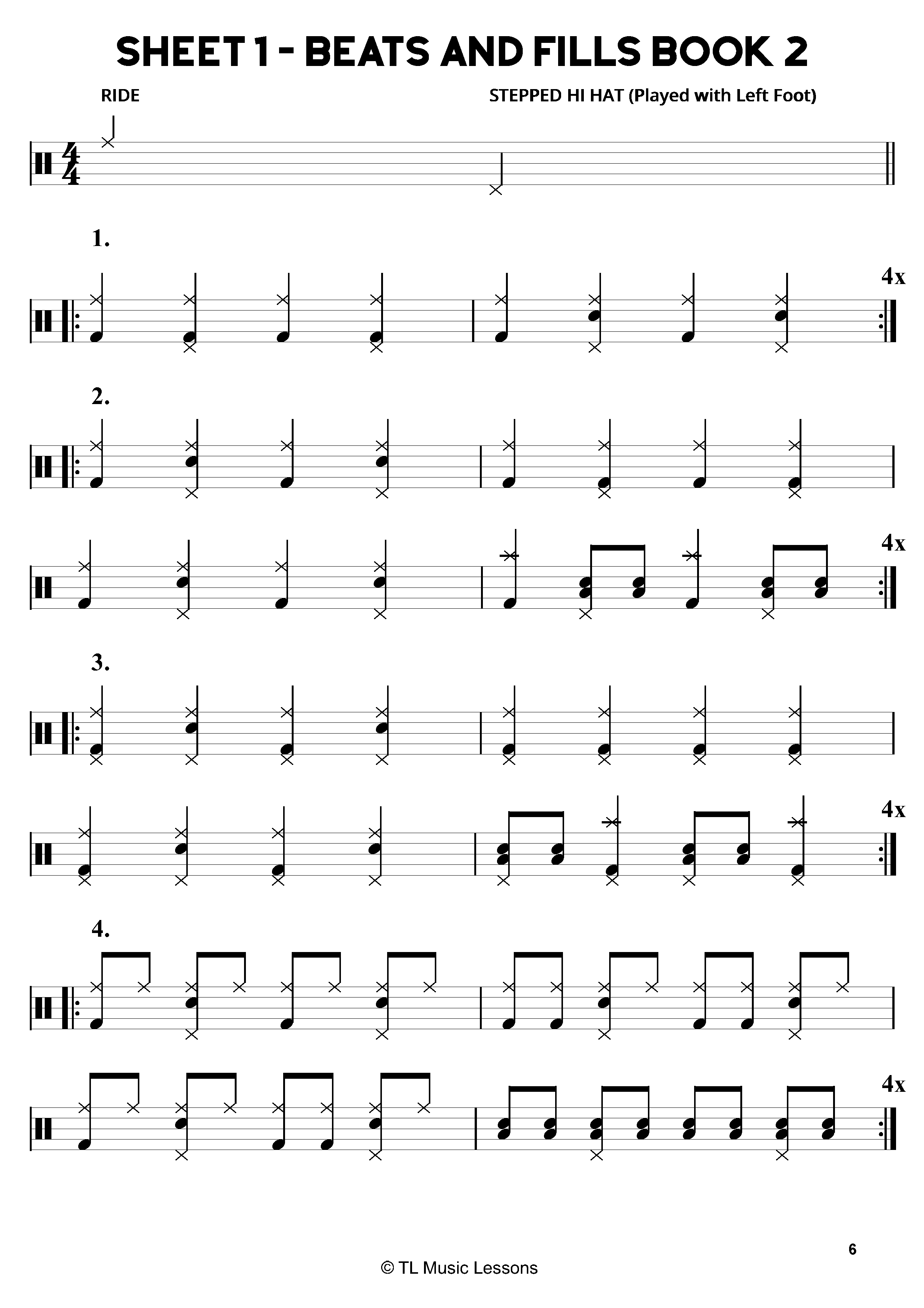 Sheet 1 – Inside the book: 40 Beats and Fills Exercises Book 2