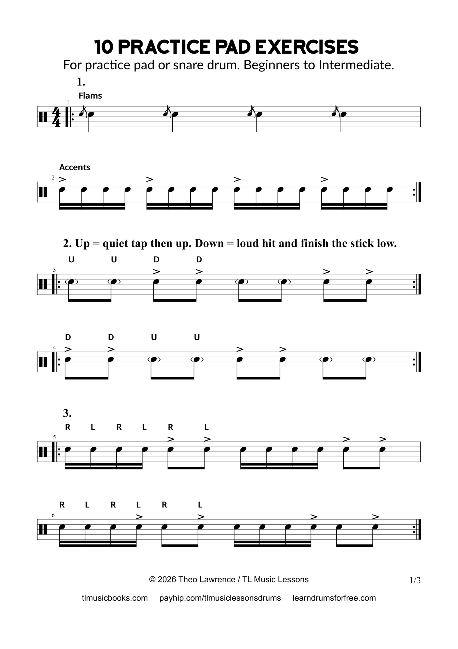 10 Practice Pad Exercises – beginners to intermediate – Learn Drums For ...