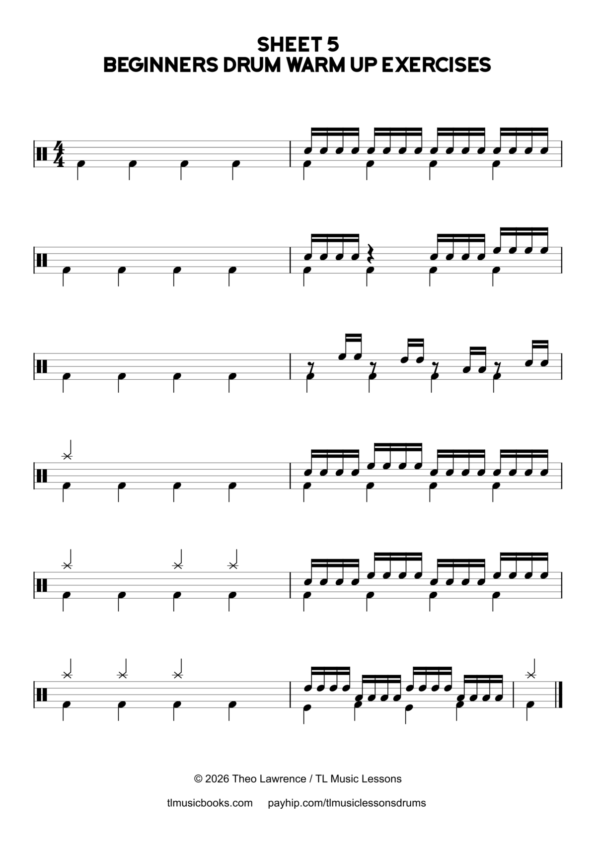 Sheet 5 – Sheet 5 – Beginners Drum Warm Up Exercises